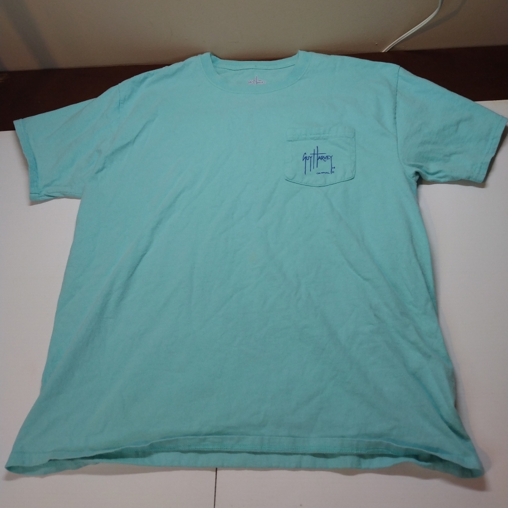 Guy Harvey T-Shirt Large Teal Graphic Print Short Sleeve Pre-Shrunk Cotton Mens